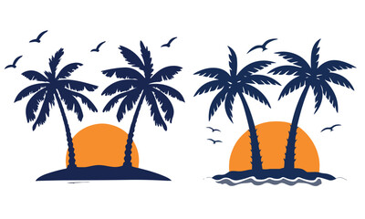 Summer beach sticker set with cute tropical elements.