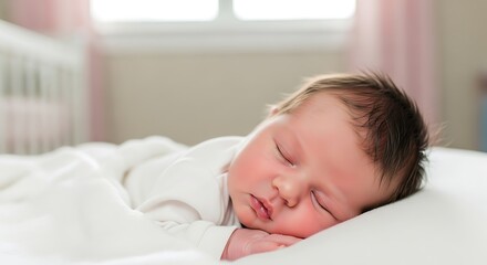 "Newborn Baby Sleeping &ndash; Real Photo of Peaceful Infant on Soft Blanket"

