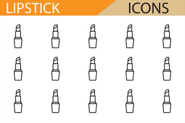 Lipstick Tube and Cosmetics Icons for Makeup Packaging and Beauty Industry