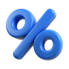3D Blue Percentage Symbol with Soft Highlights