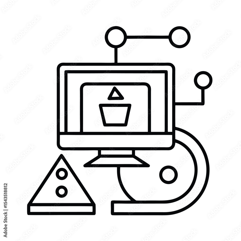 Fototapete abstract conceptual illustration featuring a computer and data storage elements representing technol