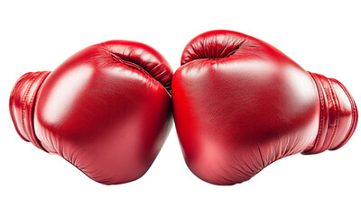 Red boxing gloves isolated on transparent background.