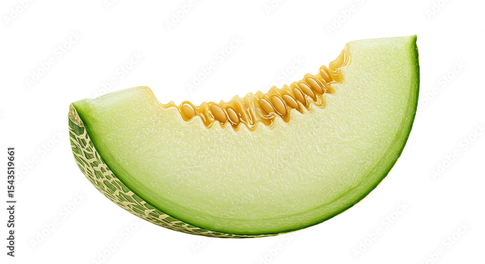 Poster a delicious slice of cantaloupe melon isolated on a black background