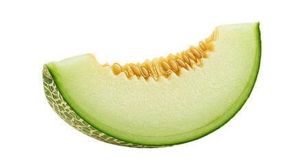 A delicious slice of cantaloupe melon isolated on a black background