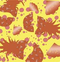 Fototapeta premium Seamless vector pattern with yellow pineapples. Hand drawn print. Summer pattern. Print for t-shirts, textiles, wrapping paper, web.