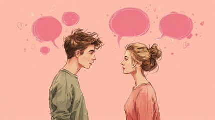 A man and a woman are talking to each other