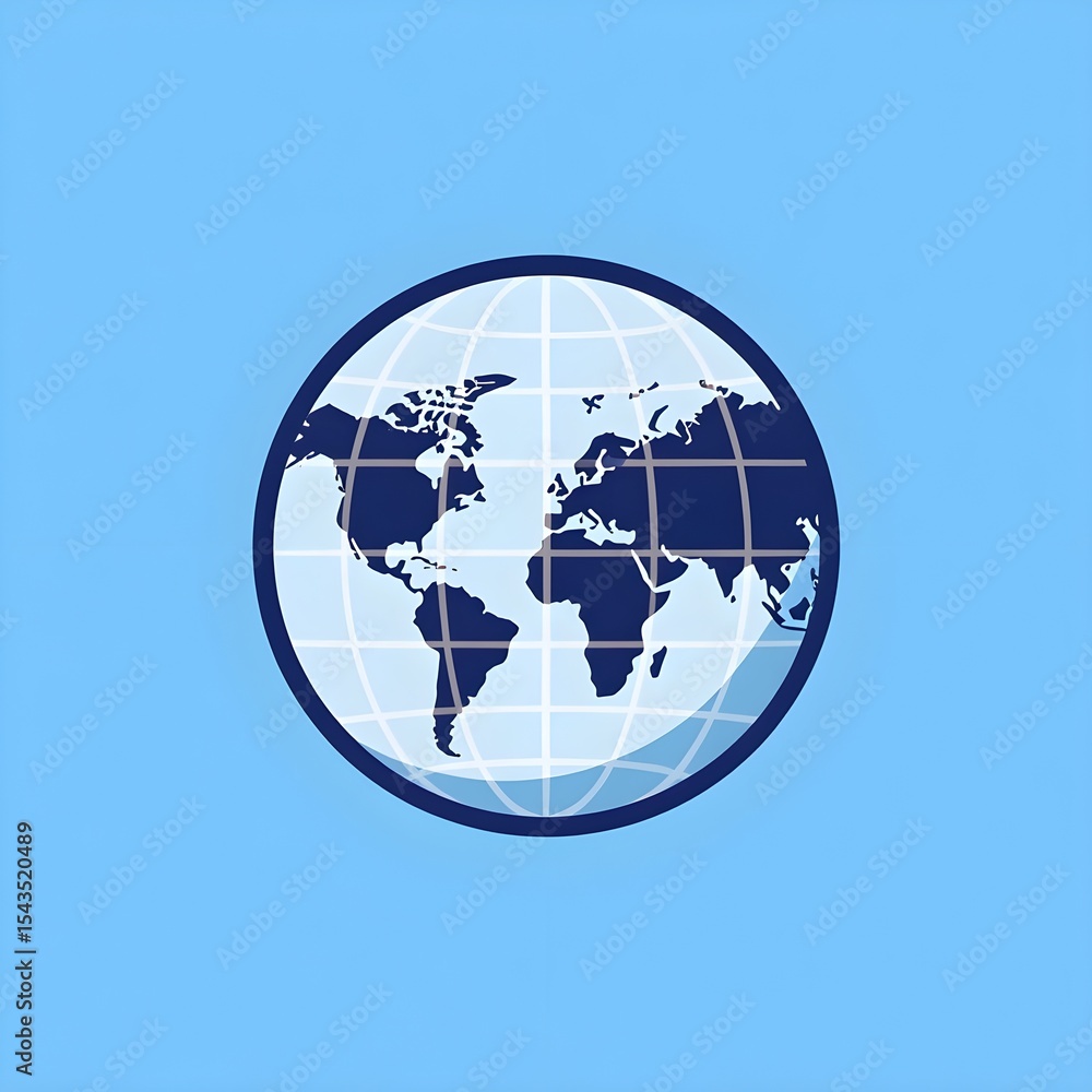 Poster global network connection: world map globe icon