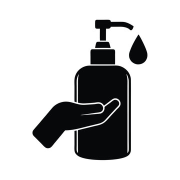 black hand sanitizer dispenser with drop clip art preview