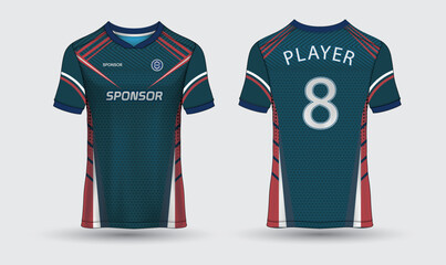 Modern sports jersey design template front and back view