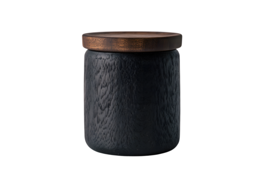 Nice wooden black jar isolated on transparent background