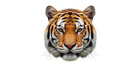 Fototapeta premium Realistic Bengal Tiger Face Isolated on White Background