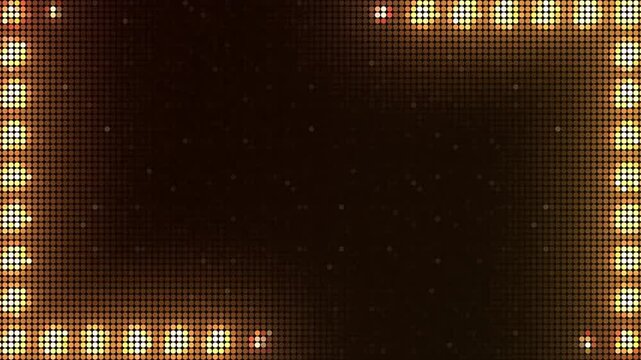 Vertical marquee light board sign retro on black background. Bright golden light bulbs for banner or sign board. Luxury frame for casino text or logo with copy space. Shiny border for glamour show