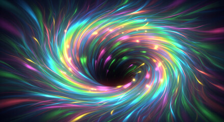 Obraz premium Spiral Galaxy in Vivid Colors with Glowing Lights and Motion