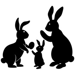 Fototapeta premium Bunny family playing silhouette 