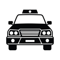 Obraz premium Police car front view silhouette vector illustration