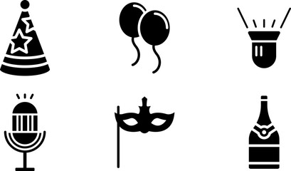 Modern Rounded Filled Party Icon Set