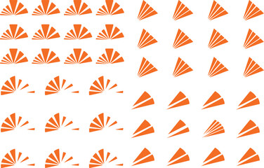 Bold Geometric Pattern with Orange Fan and Triangle Motifs on White Background Repetitive Design
