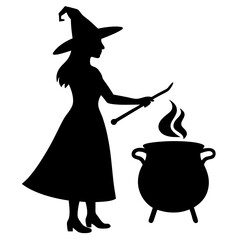 halloween witch with a broom