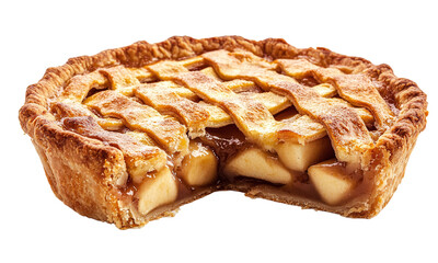 Apple pie isolated on white, cut out white.
