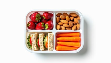 Fresh and Colorful Lunchbox with Healthy Snacks and Vegetables for Children or Adults