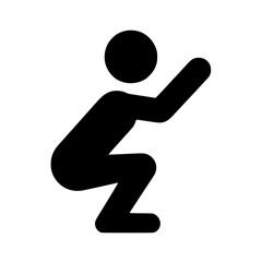 Minimalist Stickman Doing Squats Silhouette – Black SVG Clipart Icon