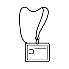 Obraz premium Simple outline of a name badge with a lanyard hanging against a clean white background