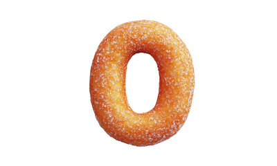 Numbers (zero) made from a donut isolated on transparent background.