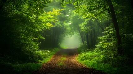 Misty Forest Path.