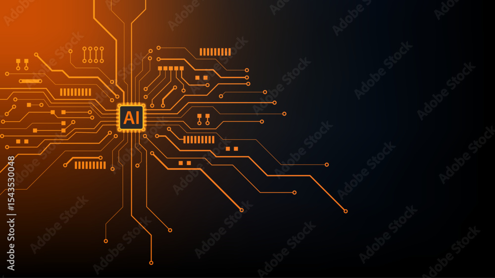Poster ai with circuit board abstract technology background digital