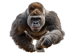 Silverback Gorilla Stare: An imposing silverback gorilla emanates power, muscles rippling and eyes fixed in a direct gaze.