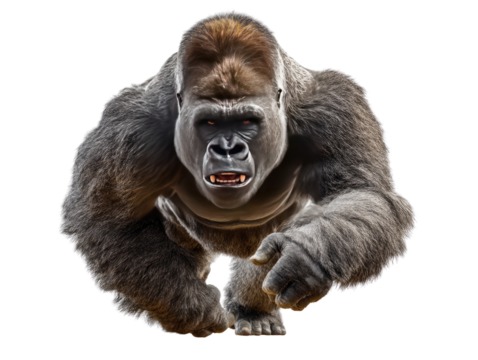 Silverback Gorilla Stare: An imposing silverback gorilla emanates power, muscles rippling and eyes fixed in a direct gaze.