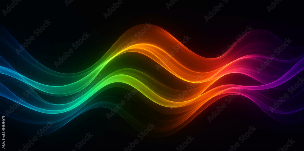 Poster abstract colourful wave with glowing lines and flowing curves, perfect for a modern art or technolog