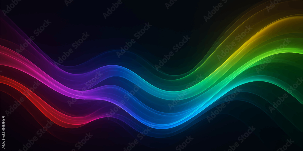 Poster abstract colourful wave design with dynamic lines and a flowing, blue light pattern for a modern bac