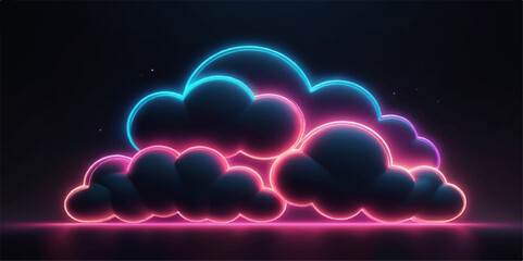 Glowing neon light cloud symbol design for web and technology © RD Visuals