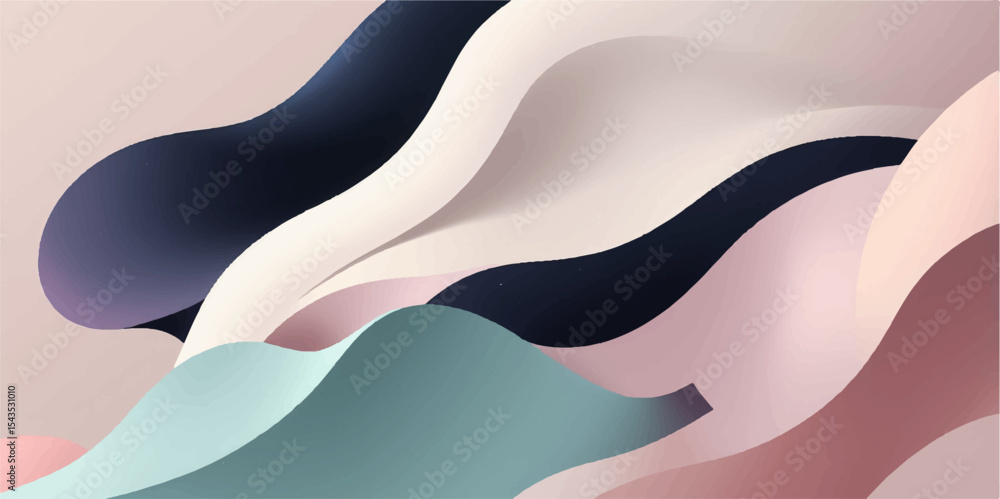 Poster abstract vector illustration with colourful wavy lines, patterns, and curve shapes for modern banner