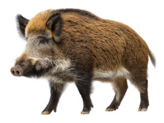 Wild Boar Portrait: A striking portrait of a wild boar showcases its impressive features, emphasizing its untamed nature and formidable presence in the wild.