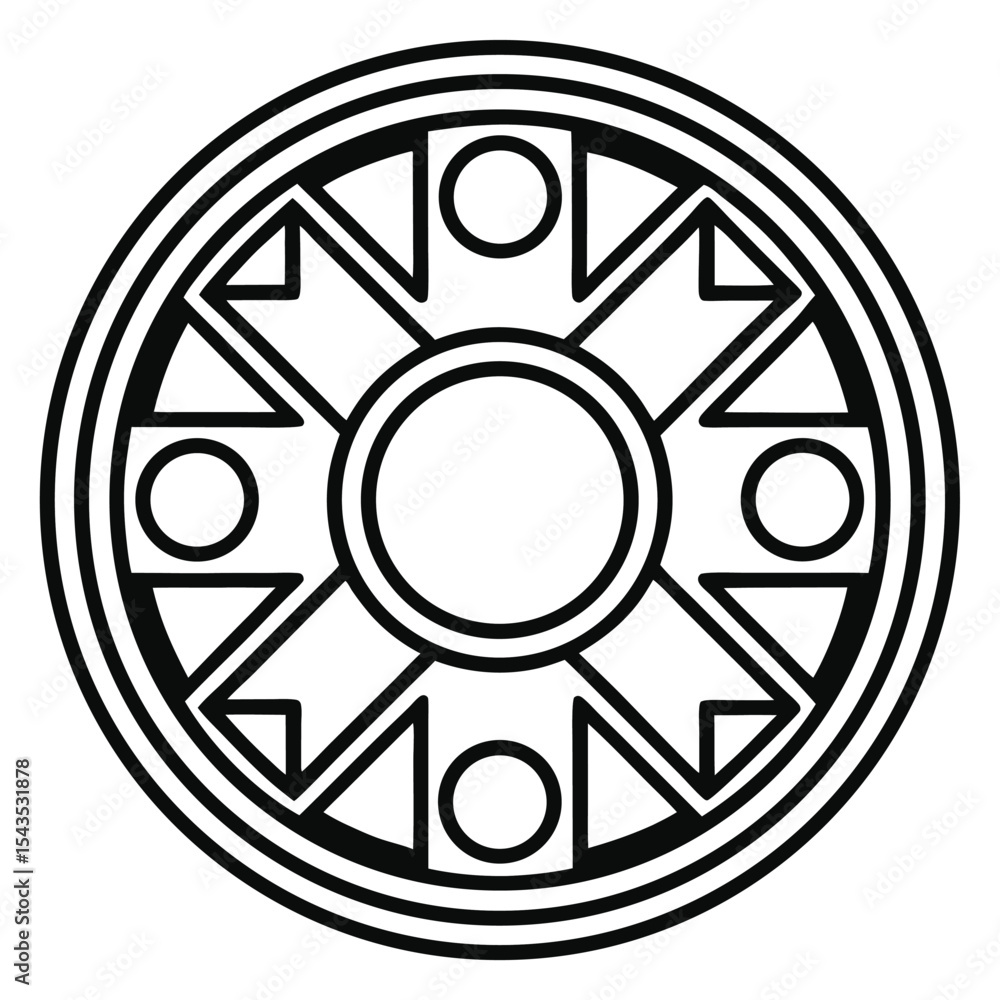 Aufkleber geometric circle element: abstract minimalist design with radial symmetry, featuring circles and tri