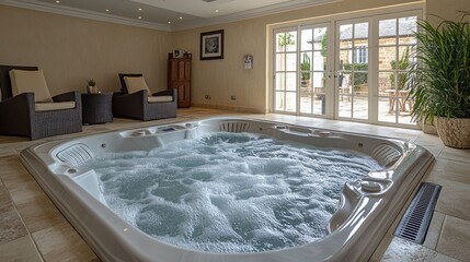Luxurious indoor spa hot tub
