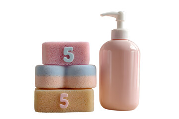 Set of cosmetic products on transparent background