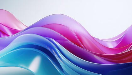  fluid gradient glass wave in vivid cyan, violet, and magenta tones with glossy reflections and soft lighting, ideal for web design, branding, or abstract print