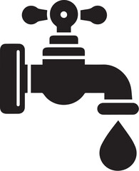 water tap faucet with drop vector illustration
