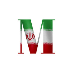Iranian Flag Letter M A Patriotism Design Graphic