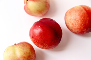 Nectarine. Close-up of ripe Nectarines (peaches) on a white background