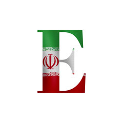 Iranian Flag Letter E A Patriotically Designed Alphabet Graphic