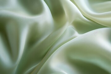 Close-up view of soft, flowing light sage green silk fabric.