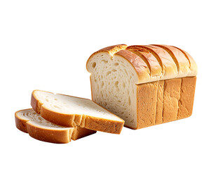 Sliced loaf of white bread isolated on transparent background
