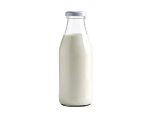 Glass bottle of milk isolated on transparent background