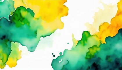 Obraz premium vibrant green and yellow watercolor splash texture with organic ink flow and soft blending for abstract background design, print media, poster or branding graphic