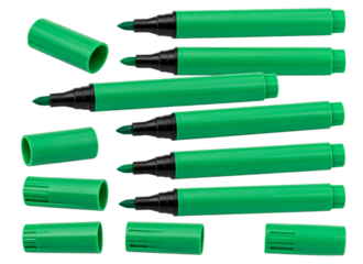 Green Permanent Marker with Cap Off and Angled Tip, Transparent PNG