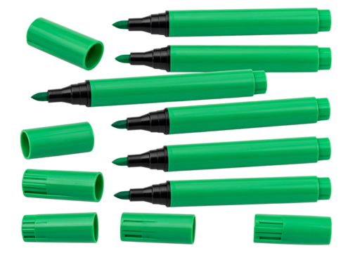 Green Permanent Marker with Cap Off and Angled Tip, Transparent PNG